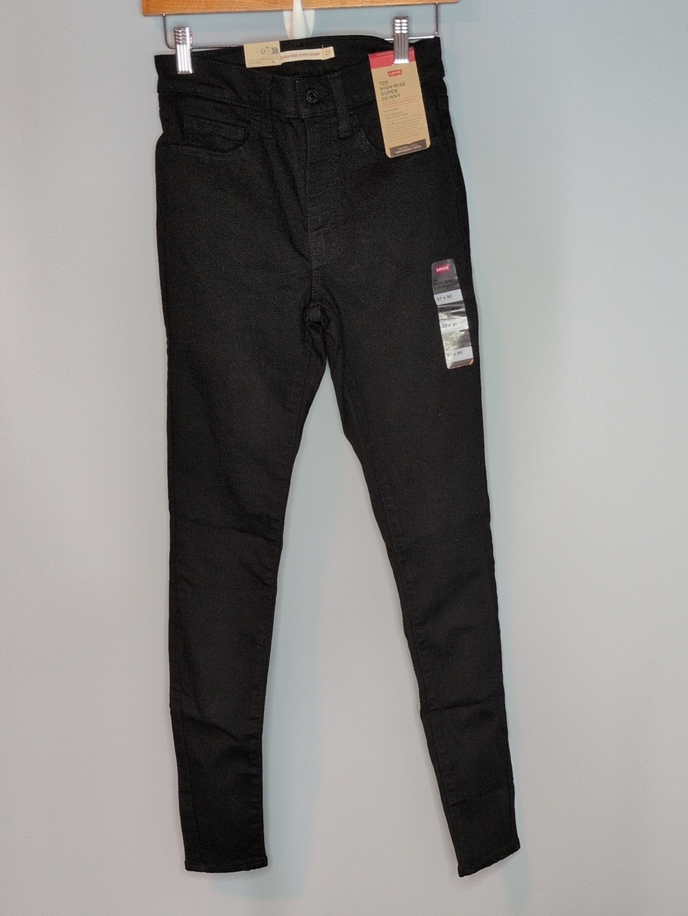 Levi's 720 High-Rise Super Skinny Black Jeans Women's Size 27×30